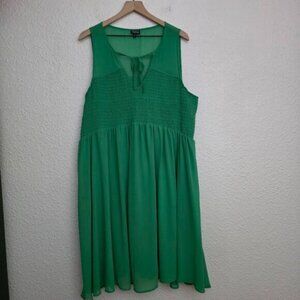 Torrid Green Chiffon Smock Front Tank Dress Women's Plus Size 3